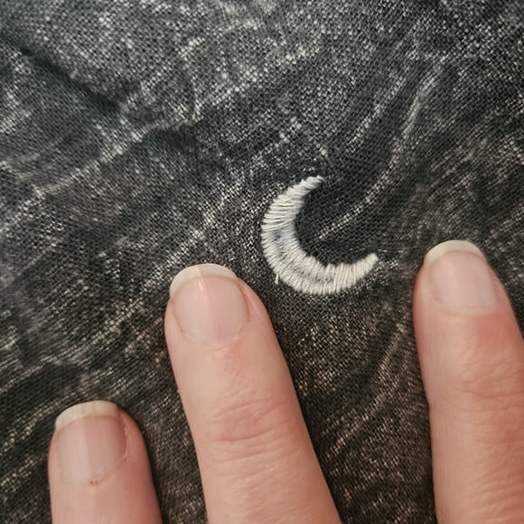 EARTHBOUND Charcoal Textured Maxi Dress With Bat Sleeves And Embroidered Moons - Picture 5 of 5